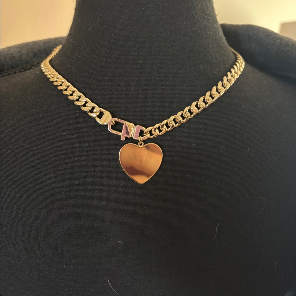 Melinda Maria Gold Heart Cuban link Necklace - Picture 2 of 5
